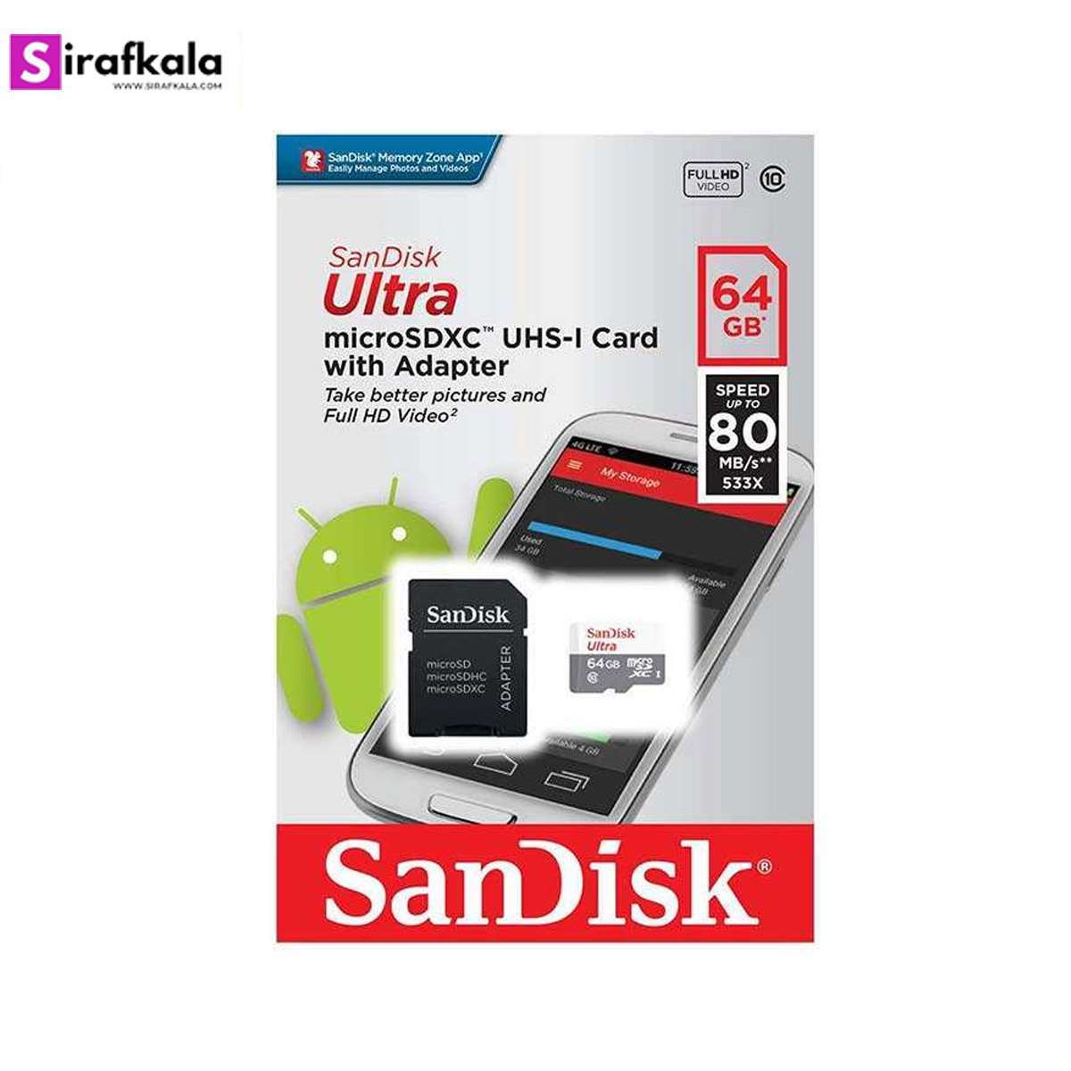 کارت حافظه SANDISK-ULTRA10 کلاس 10 ظرفیت 128GB